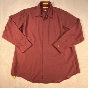 Milano Uomo Men's Burgundy/Maroon Button Down Shirt, Long sleeves, 17-1/2  34/35